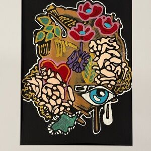 Vibrant Floral and Eye Art Print